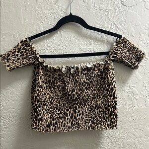 Leopard Print Off-Shoulder Top